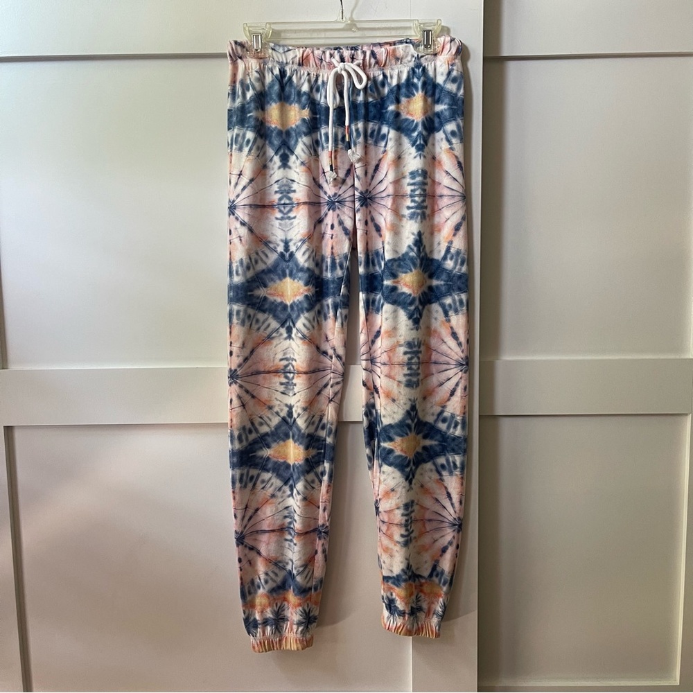 P.J. Salvage Pink and Blue Tie-Dye Pants